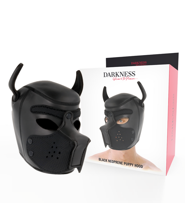 DARKNESS - NEOPRENE DOG MASK WITH REMOVABLE MUZZLE L