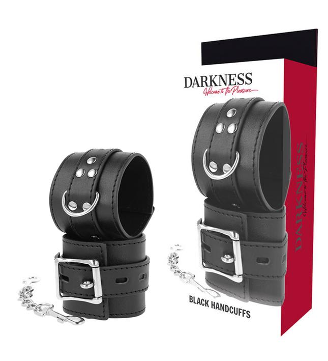 DARKNESS - BLACK LEATHER HANDCUFFS