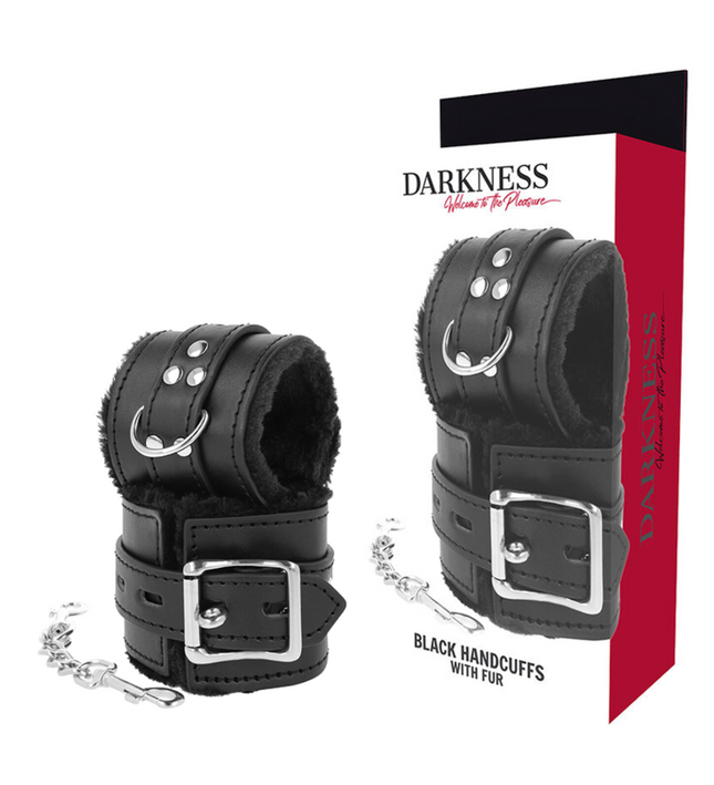 DARKNESS - BLACK LINED BDSM HANDCUFFS