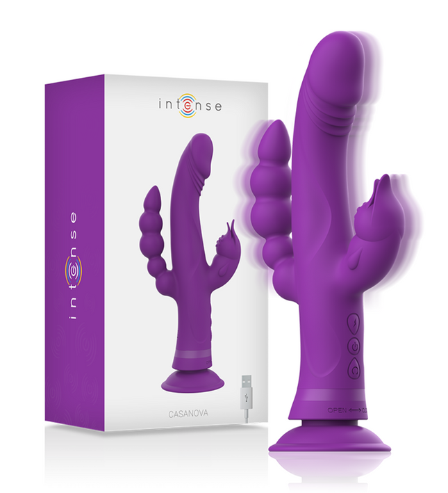 INTENSE - CASANOVA RABBIT SILICONE VIBRATOR TRIPLE MOTOR PURPLE