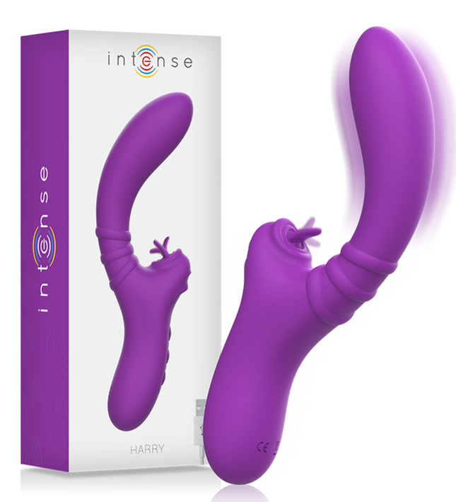 INTENSE - HARRY FLEXIBLE VIBRATOR WITH PURPLE TONGUE