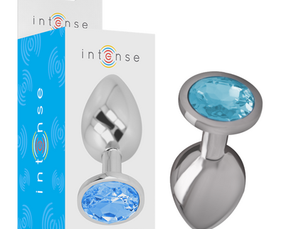 INTENSE - ALUMINUM METAL ANAL PLUG WITH BLUE CRYSTAL SIZE L