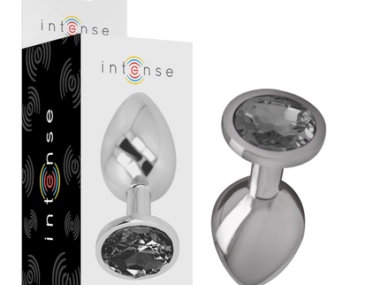 INTENSE - ALUMINUM METAL ANAL PLUG WITH BLACK GLASS SIZE L