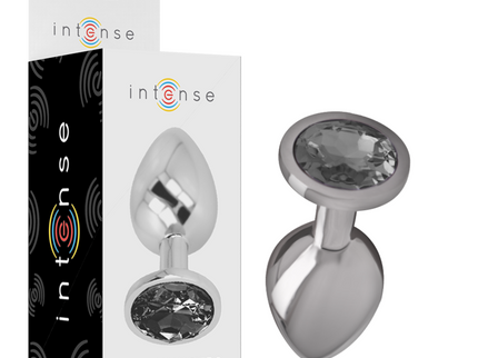 INTENSE - ALUMINUM METAL ANAL PLUG WITH BLACK CRYSTAL SIZE S