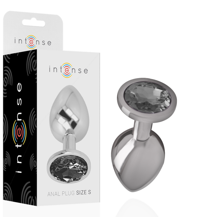 INTENSE - ALUMINUM METAL ANAL PLUG WITH BLACK CRYSTAL SIZE S
