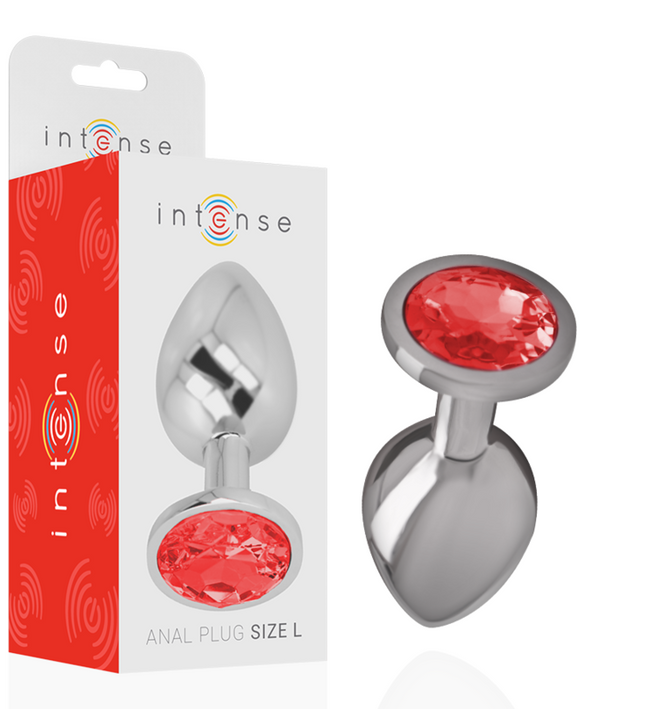 INTENSE - ALUMINUM METAL ANAL PLUG WITH RED CRYSTAL SIZE L