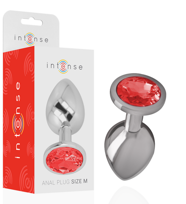 INTENSE - METAL ANAL PLUG WITH RED CRYSTAL SIZE M