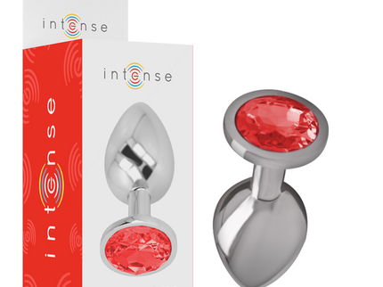 INTENSE - ALUMINUM METAL ANAL PLUG WITH RED CRYSTAL SIZE S