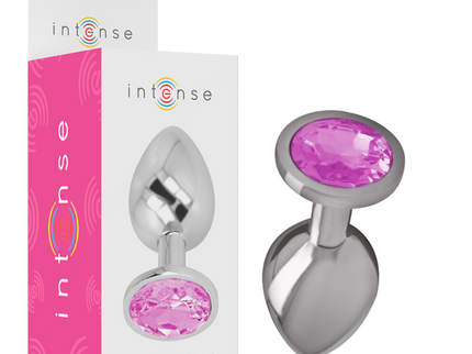 INTENSE - ALUMINUM METAL ANAL PLUG WITH PINK CRYSTAL SIZE S