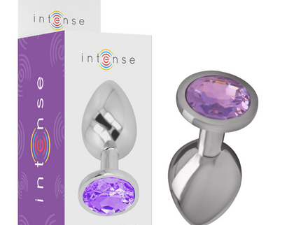 INTENSE - ALUMINUM METAL ANAL PLUG WITH VIOLET CRYSTAL SIZE L