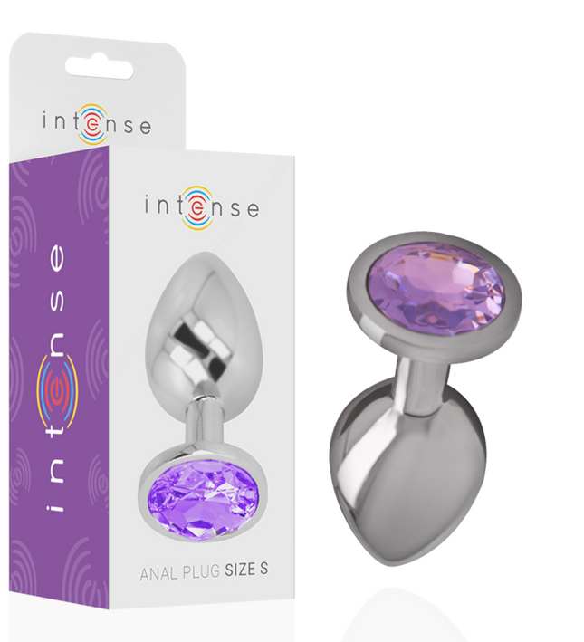 INTENSE - ALUMINUM METAL ANAL PLUG WITH VIOLET CRYSTAL SIZE L