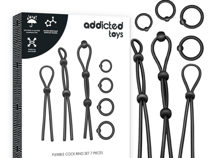 ADDICTED TOYS - FLEXIBLE SILICONE COCK RING SET 7 PIECES