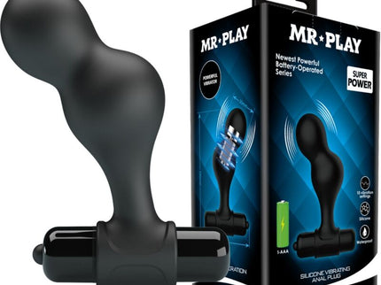 MR PLAY - BLACK SILICONE VIBRATOR ANAL PLUG