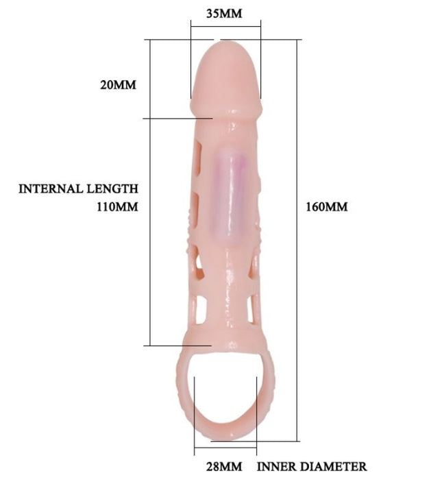 PRETTY LOVE - HARRISON PENIS EXTENDER COVER WITH VIBRATION AND STRAP 13.5 CM