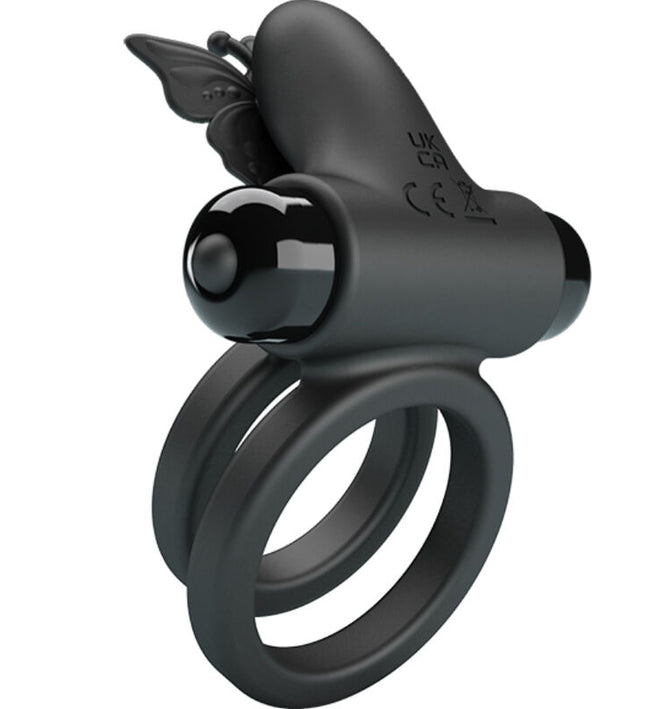 PRETTY LOVE - DOUBLE VIBRATING RING WITH BLACK STIMULATOR