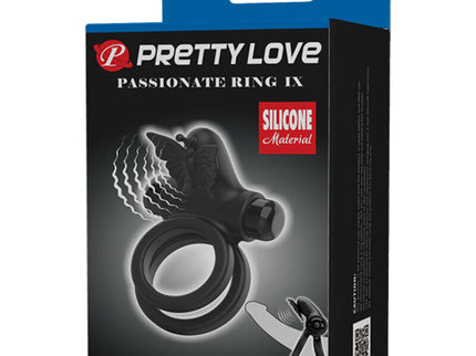 PRETTY LOVE - DOUBLE VIBRATING RING WITH BLACK STIMULATOR