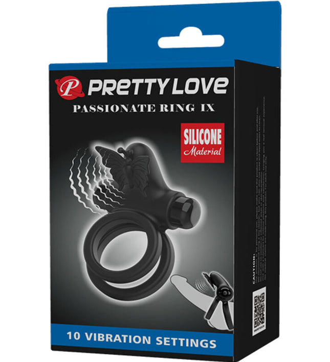 PRETTY LOVE - DOUBLE VIBRATING RING WITH BLACK STIMULATOR