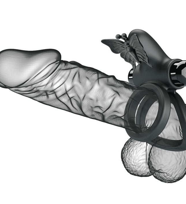 PRETTY LOVE - DOUBLE VIBRATING RING WITH BLACK STIMULATOR