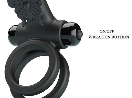 PRETTY LOVE - DOUBLE VIBRATING RING WITH BLACK STIMULATOR