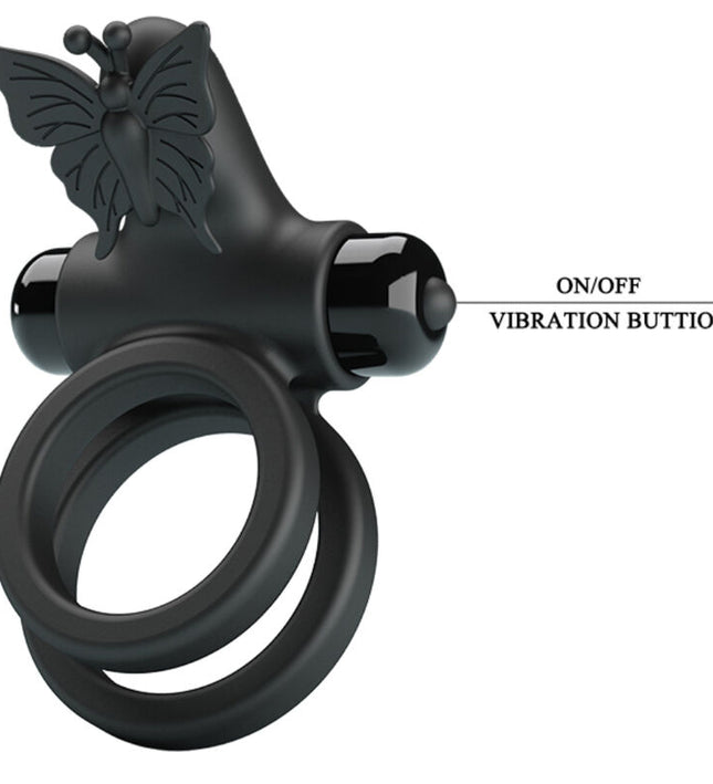 PRETTY LOVE - DOUBLE VIBRATING RING WITH BLACK STIMULATOR