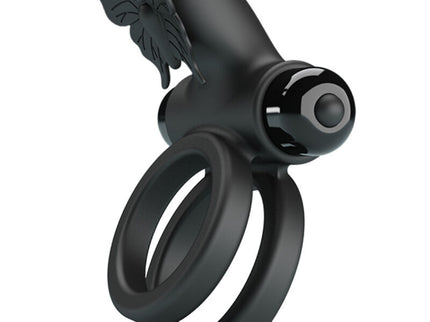 PRETTY LOVE - DOUBLE VIBRATING RING WITH BLACK STIMULATOR