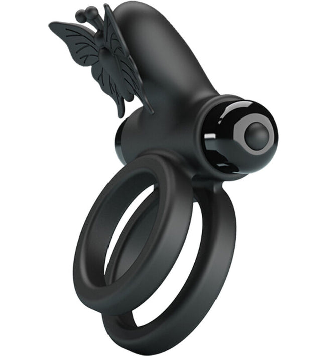 PRETTY LOVE - DOUBLE VIBRATING RING WITH BLACK STIMULATOR