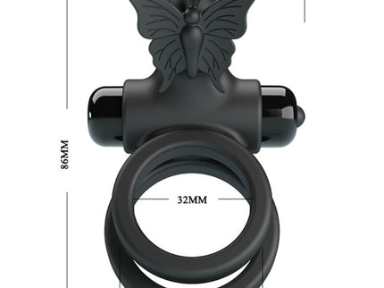 PRETTY LOVE - DOUBLE VIBRATING RING WITH BLACK STIMULATOR