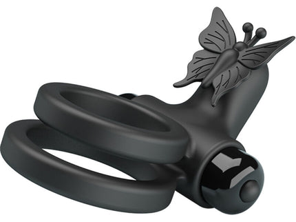 PRETTY LOVE - DOUBLE VIBRATING RING WITH BLACK STIMULATOR