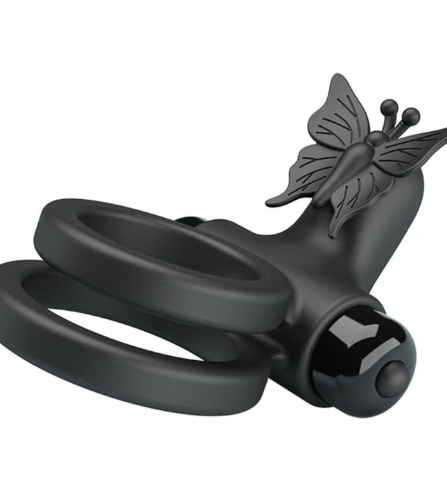 PRETTY LOVE - DOUBLE VIBRATING RING WITH BLACK STIMULATOR