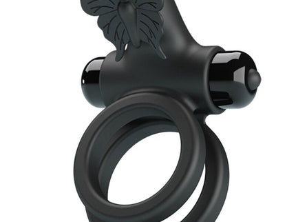PRETTY LOVE - DOUBLE VIBRATING RING WITH BLACK STIMULATOR