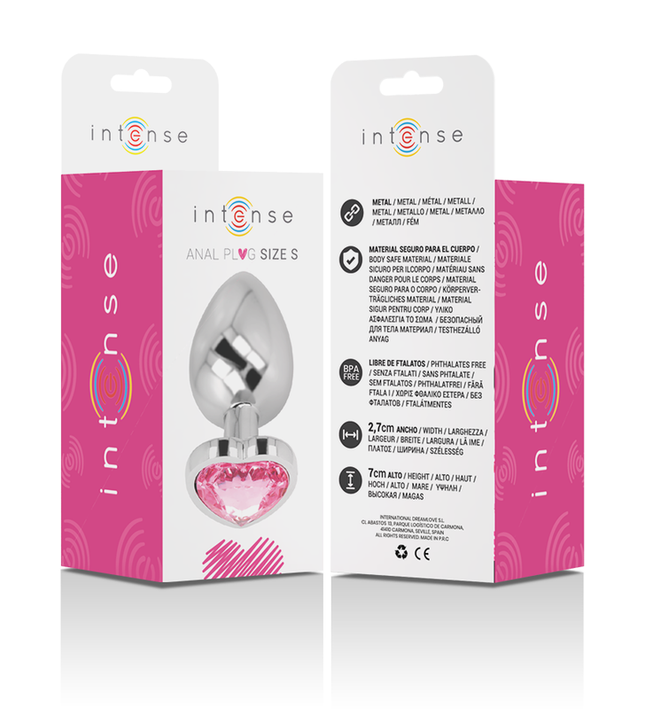 INTENSE - ALUMINUM METAL ANAL PLUG PINK HEART SIZE S
