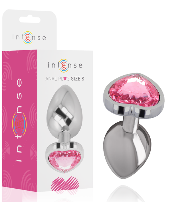 INTENSE - ALUMINUM METAL ANAL PLUG PINK HEART SIZE S