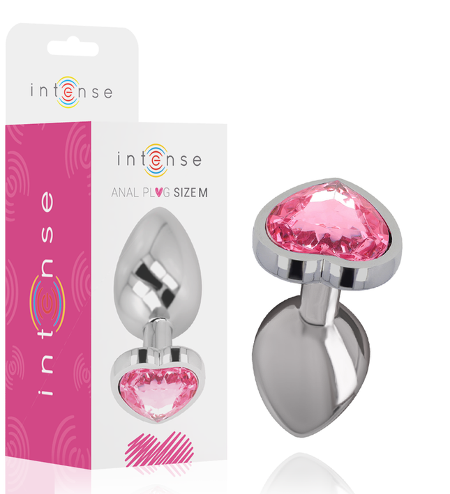 INTENSE - ALUMINUM METAL ANAL PLUG PINK HEART SIZE M