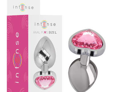 INTENSE - ALUMINUM METAL ANAL PLUG PINK HEART SIZE L