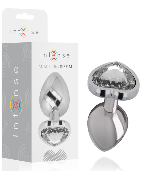 INTENSE - ALUMINUM METAL ANAL PLUG WHITE HEART SIZE M