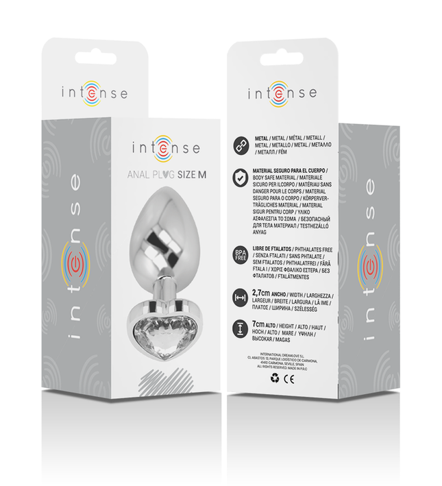 INTENSE - ALUMINUM METAL ANAL PLUG WHITE HEART SIZE M
