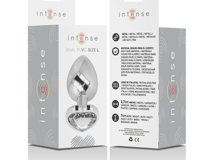 INTENSE - ANAL PLUG METAL ALUMINUM WHITE HEART SIZE L