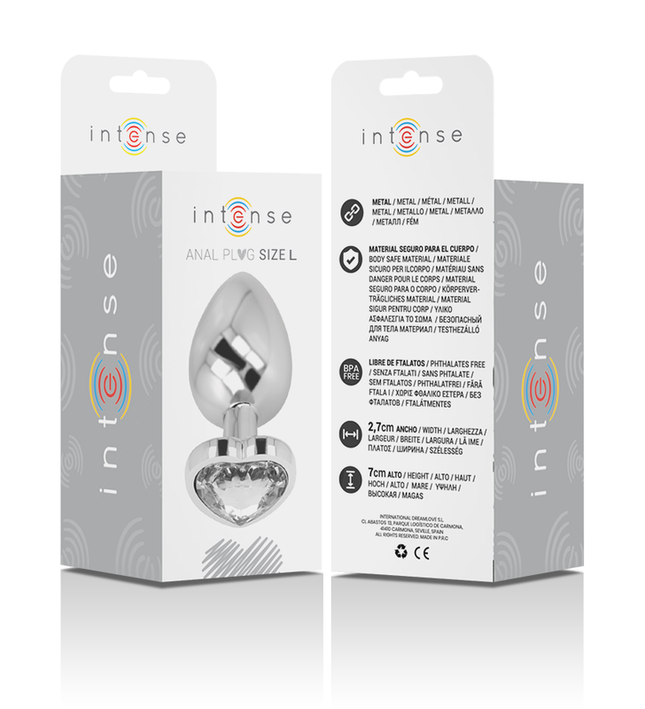 INTENSE - ANAL PLUG METAL ALUMINUM WHITE HEART SIZE L