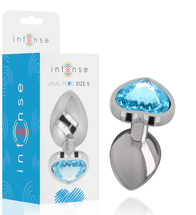 INTENSE - ALUMINUM METAL ANAL PLUG BLUE HEART SIZE S