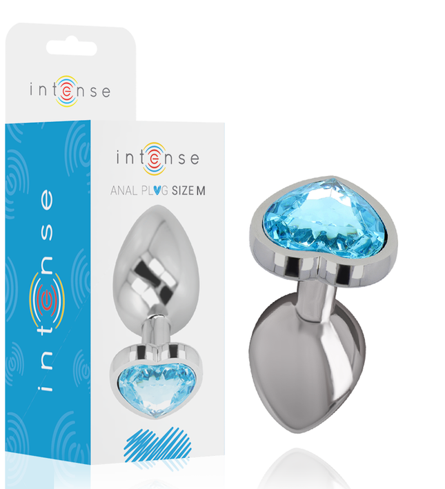 INTENSE - ALUMINUM METAL ANAL PLUG BLUE HEART SIZE M