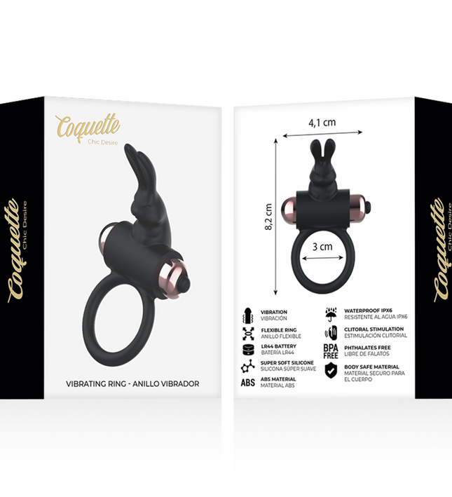 COQUETTE CHIC DESIRE - COCK RING WITH VIBRATOR BLACK/ GOLD