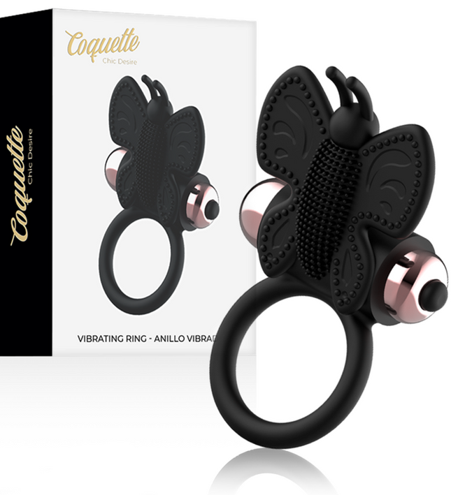 COQUETTE CHIC DESIRE - COCK RING BUTTERFLY WITH VIBRATOR BLACK/ GOLD