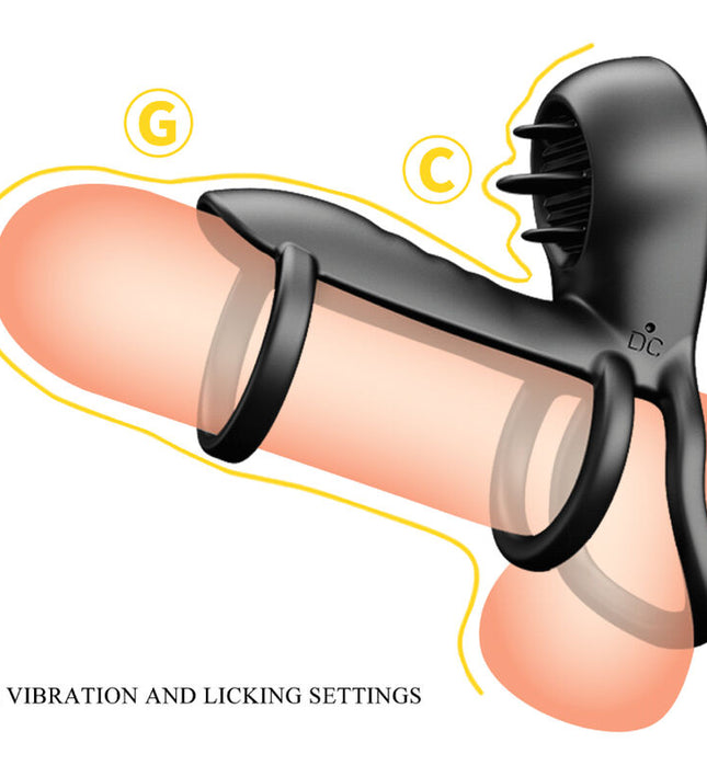 PRETTY LOVE - JAMMY PENIS SHEATH 12 VIBRATIONS WITH RECHARGEABLE SILICONE TONGUE
