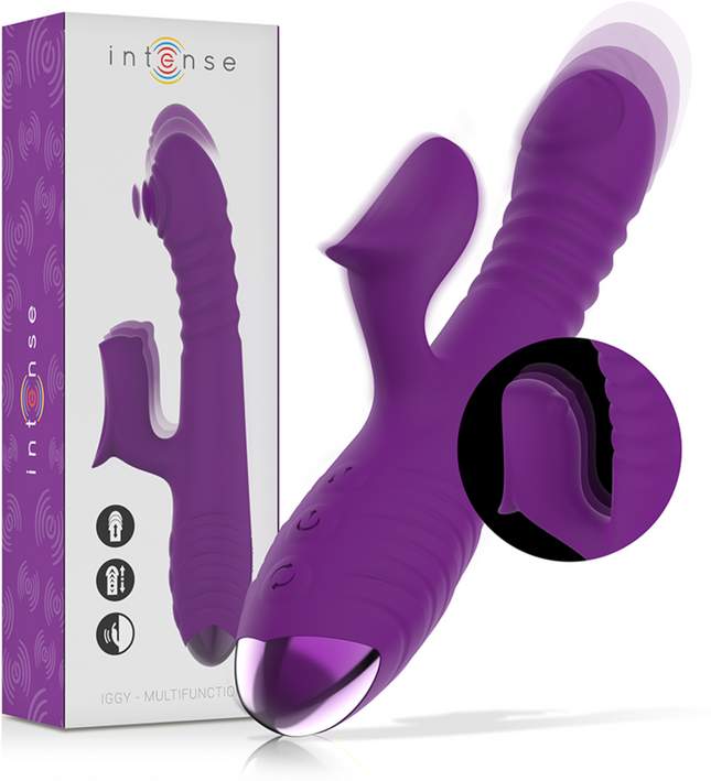 INTENSE - IGGY MULTIFUNCTION RECHARGEABLE VIBRATOR UP & DOWN WITH CLITORAL STIMULATOR PURPLE