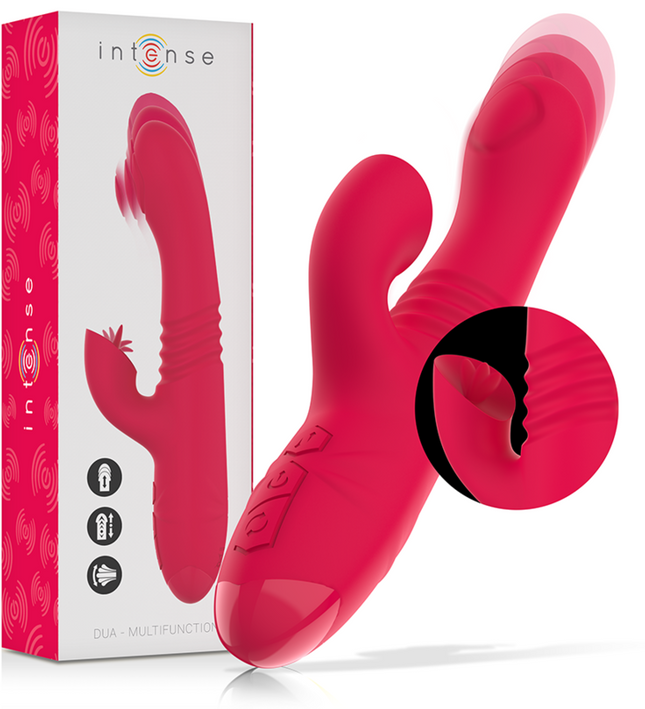 INTENSE - DUA MULTIFUNCTION RECHARGEABLE UP & DOWN VIBRATOR WITH RED TONGUE
