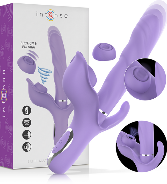 INTENSE - BILLIE MULTIFUNCTIONAL RECHARGEABLE SUCTION VIBRATOR WITH PURPLE PUSH BUTTON