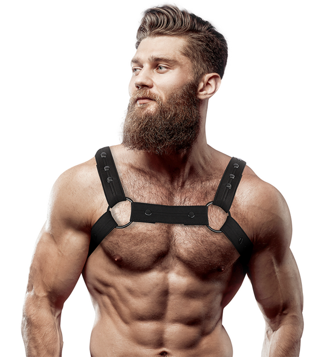 FETISH SUBMISSIVE ATTITUDE - ADJUSTABLE NEOPRENE CHEST SPORTS HARNESS FOR MEN