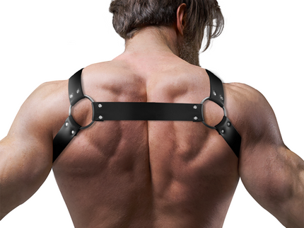 FETISH SUBMISSIVE ATTITUDE - ADJUSTABLE NEOPRENE CROSS-OVER CHEST BULLDOG HARNESS WITH ZIPPERS FOR MEN