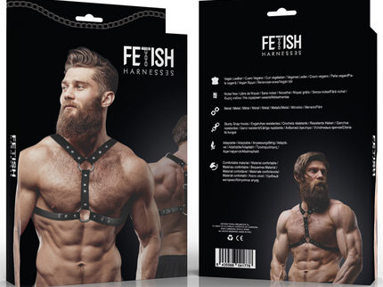 FETISH SUBMISSIVE ATTITUDE - ECO-LEATHER CHEST HARNESS WITH DOUBLE SUPPORT AND STUDS FOR MEN