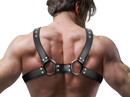 FETISH SUBMISSIVE ATTITUDE - MENS ADJUSTABLE ECO-LEATHER CHEST BULLDOG HARNESS